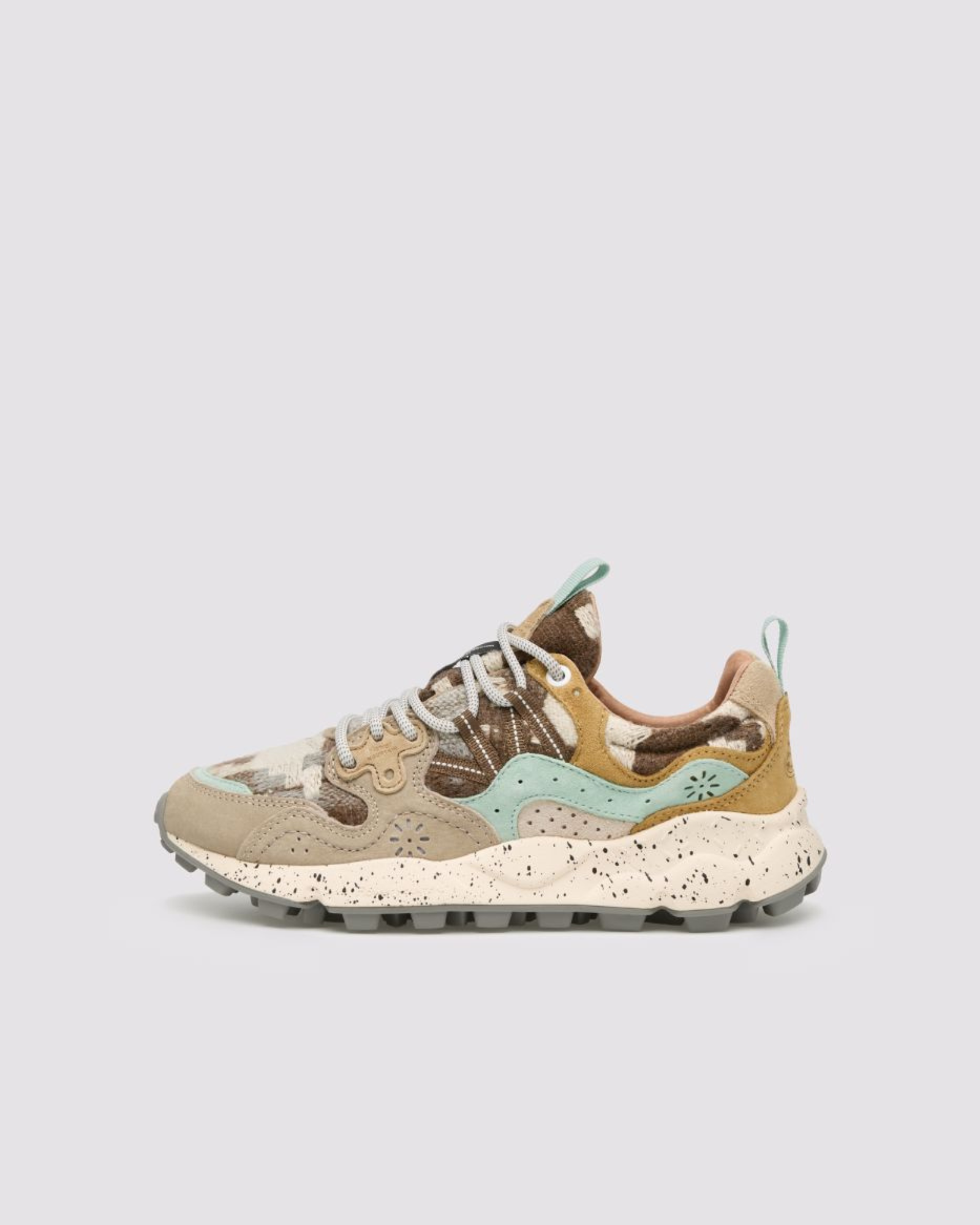 Sneakers Yamano 3 Woman in Suede e Tessuto - Tortora - Flower Mountain - Gold Boutique