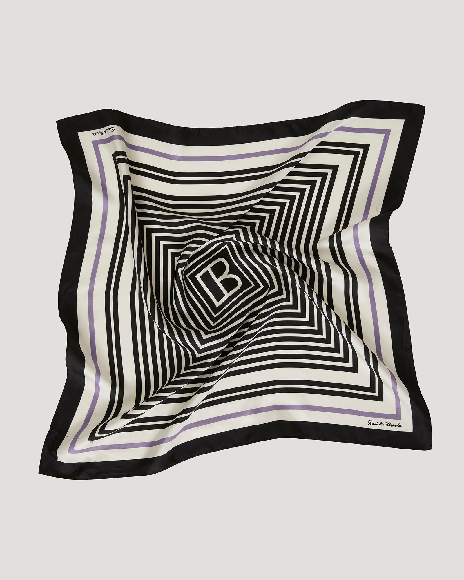 Foulard in Pura Seta a Righe 60x60 - Black - Gold Boutique