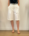 Bermuda Sartoriale Gessato con Pence e Risvolto - Bianco