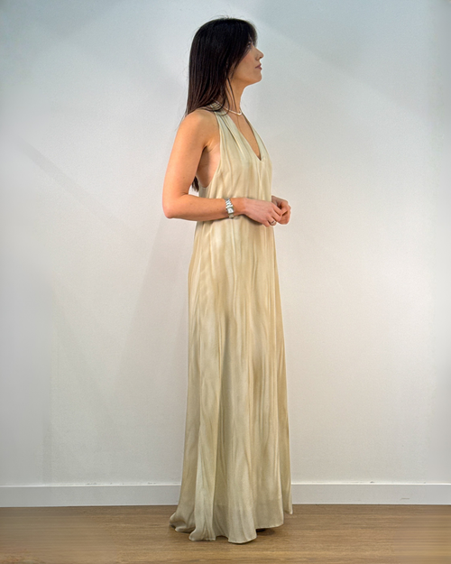 Abito Lungo Halter con Schiena Aperta - Champagne / Oro | RAME