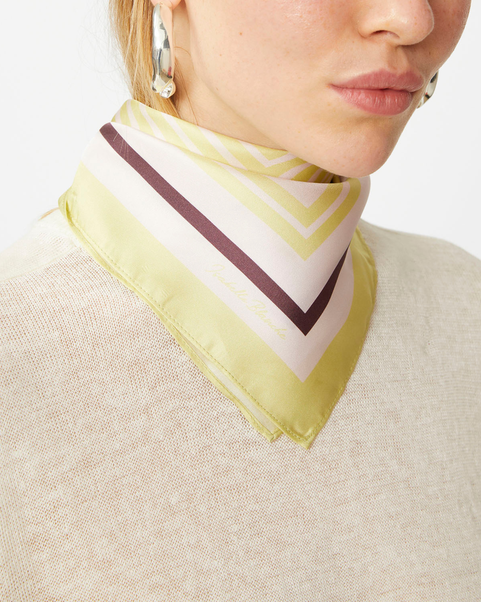 Foulard in Pura Seta a Righe 60x60 - Limonade - Gold Boutique