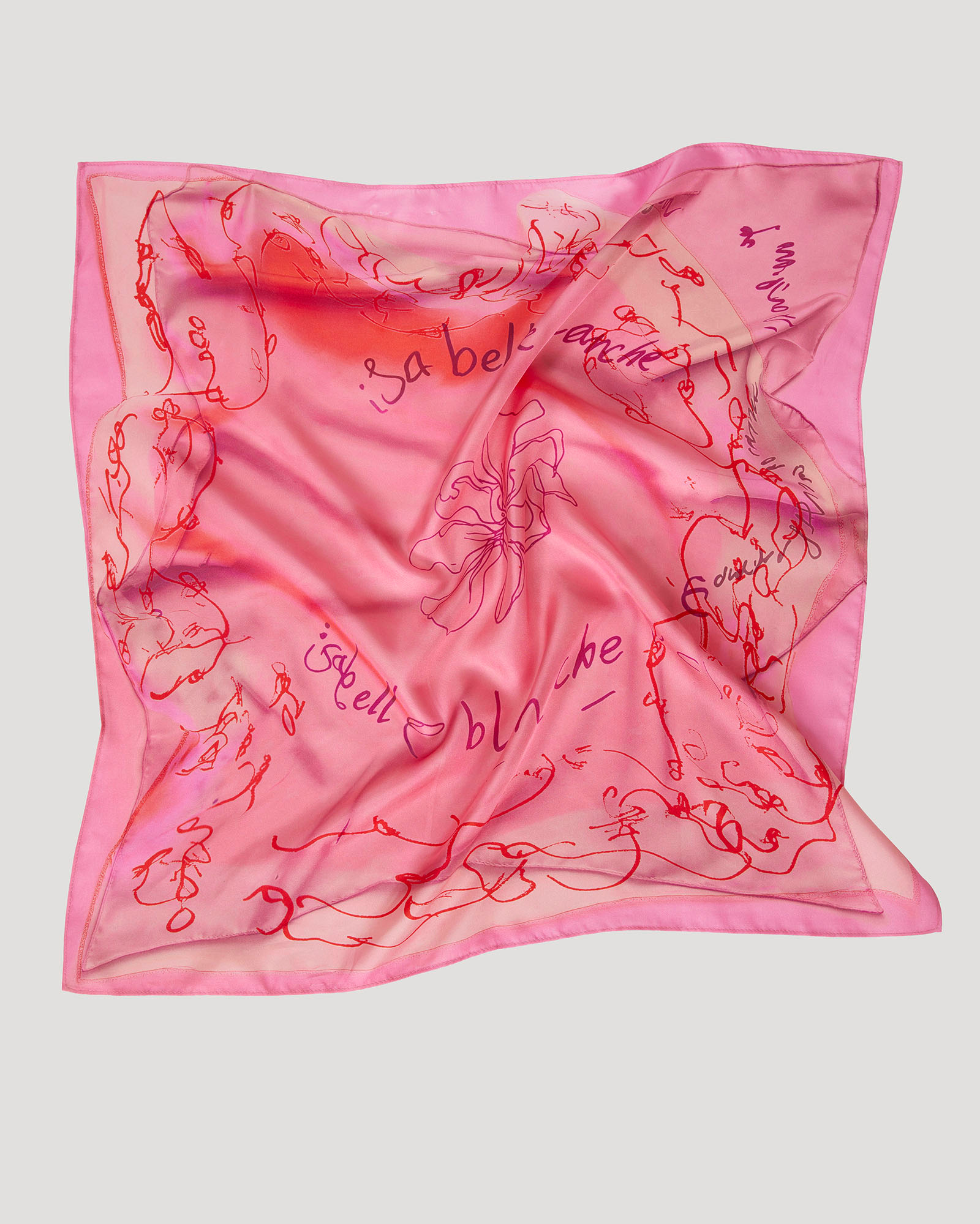 Foulard in Pura Seta con stampa 60x60 - Magenta - Gold Boutique