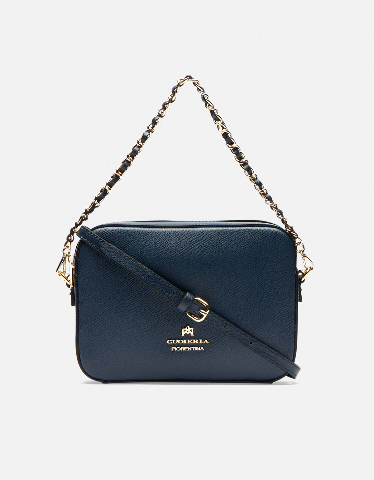 Borsa Bella Camera Bag in Pelle Palmellata - Navy - Gold Boutique
