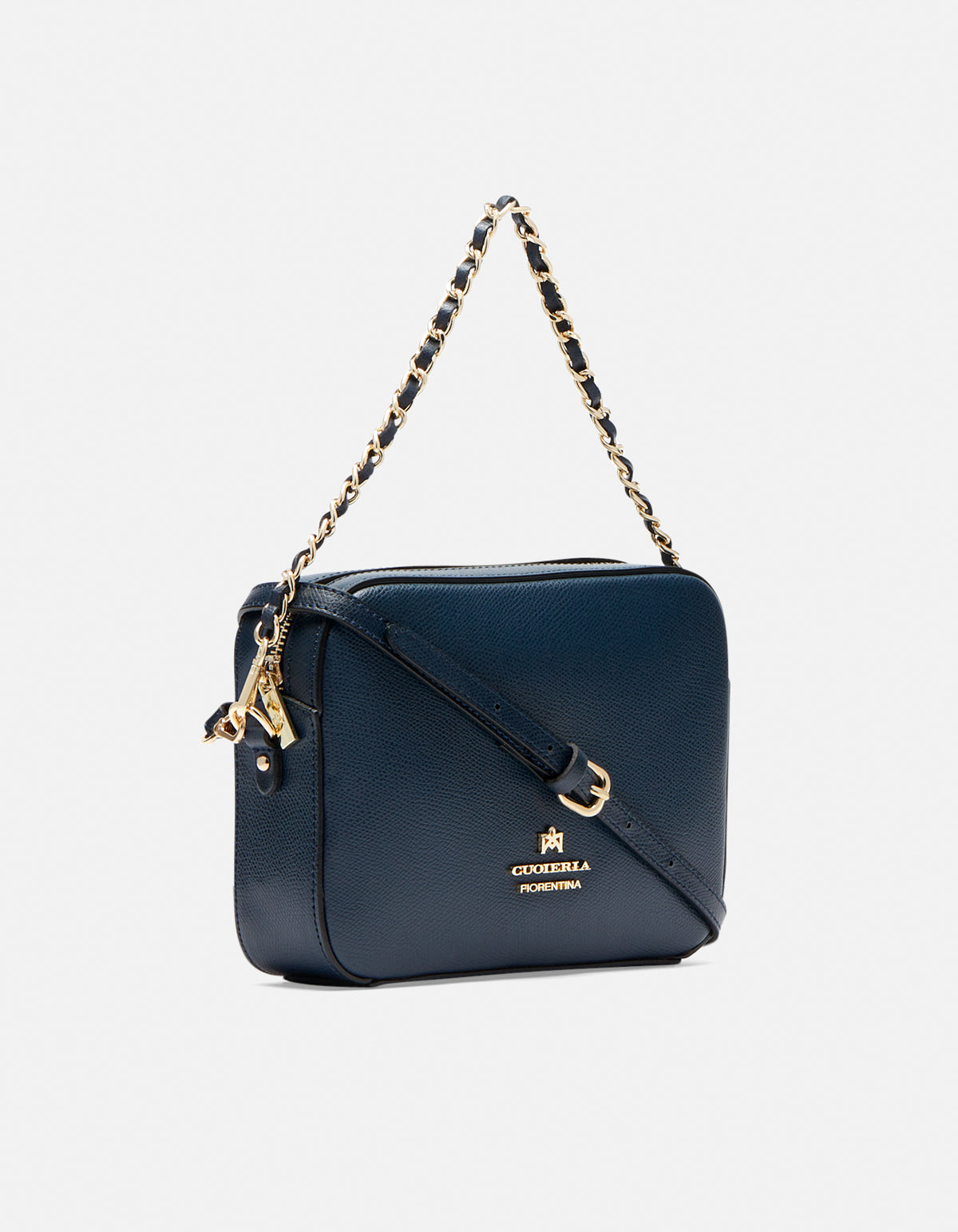 Borsa Bella Camera Bag in Pelle Palmellata - Navy - Gold Boutique