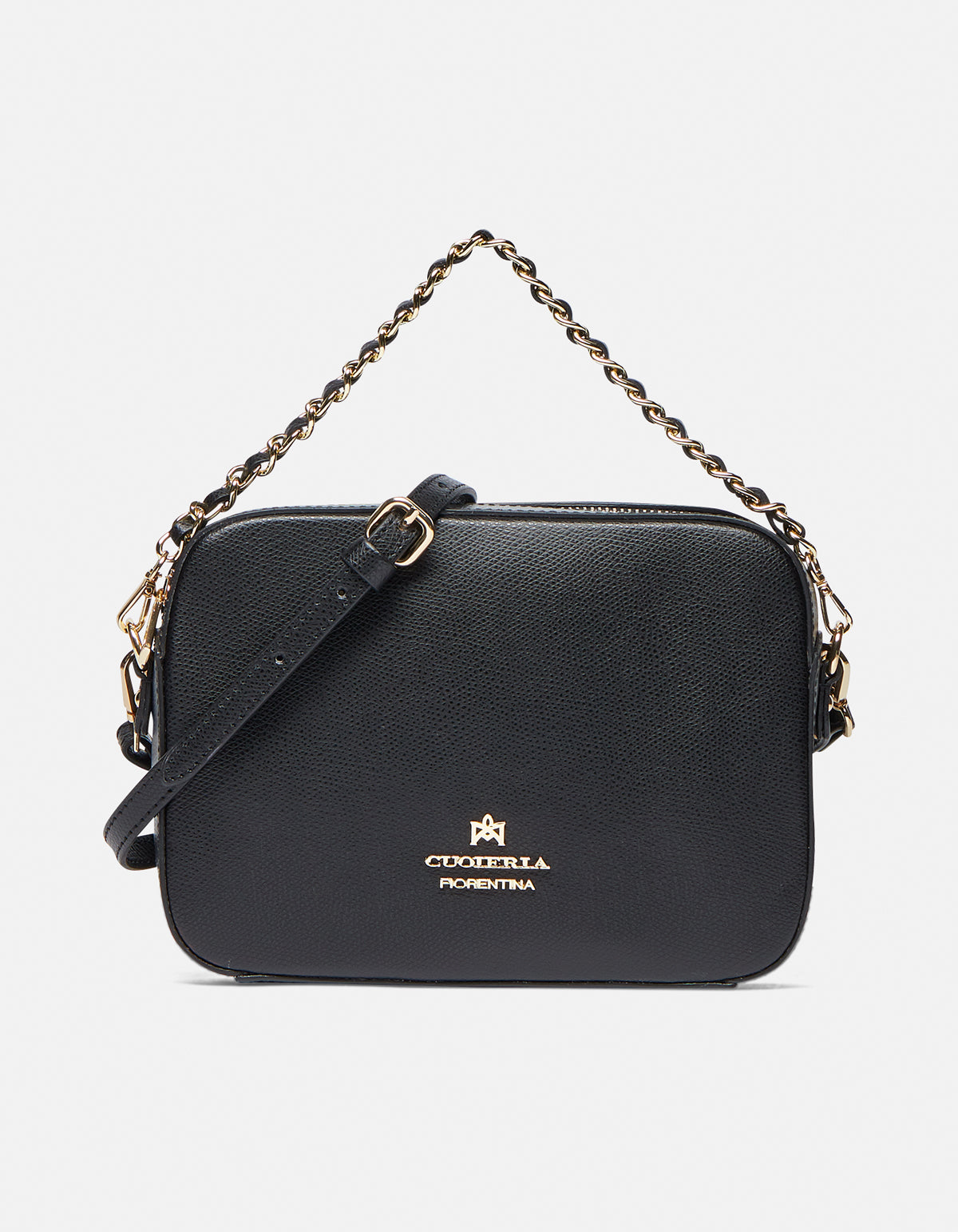 Borsa Bella Camera Bag in Pelle Palmellata - Nero - Gold Boutique