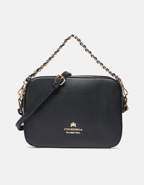 Borsa Bella Camera Bag in Pelle Palmellata - Nero - Gold Boutique