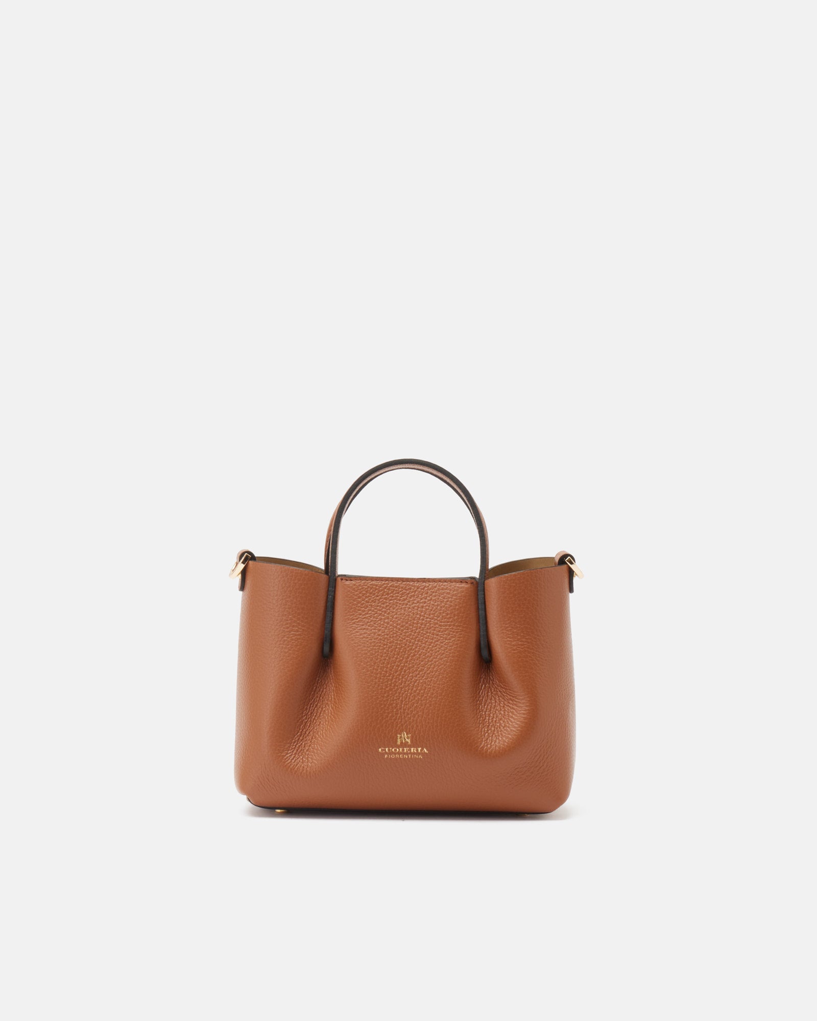 Borsa Candy Mini Tote Bag in Pelle Pieno Fiore - Caramel - Gold Boutique