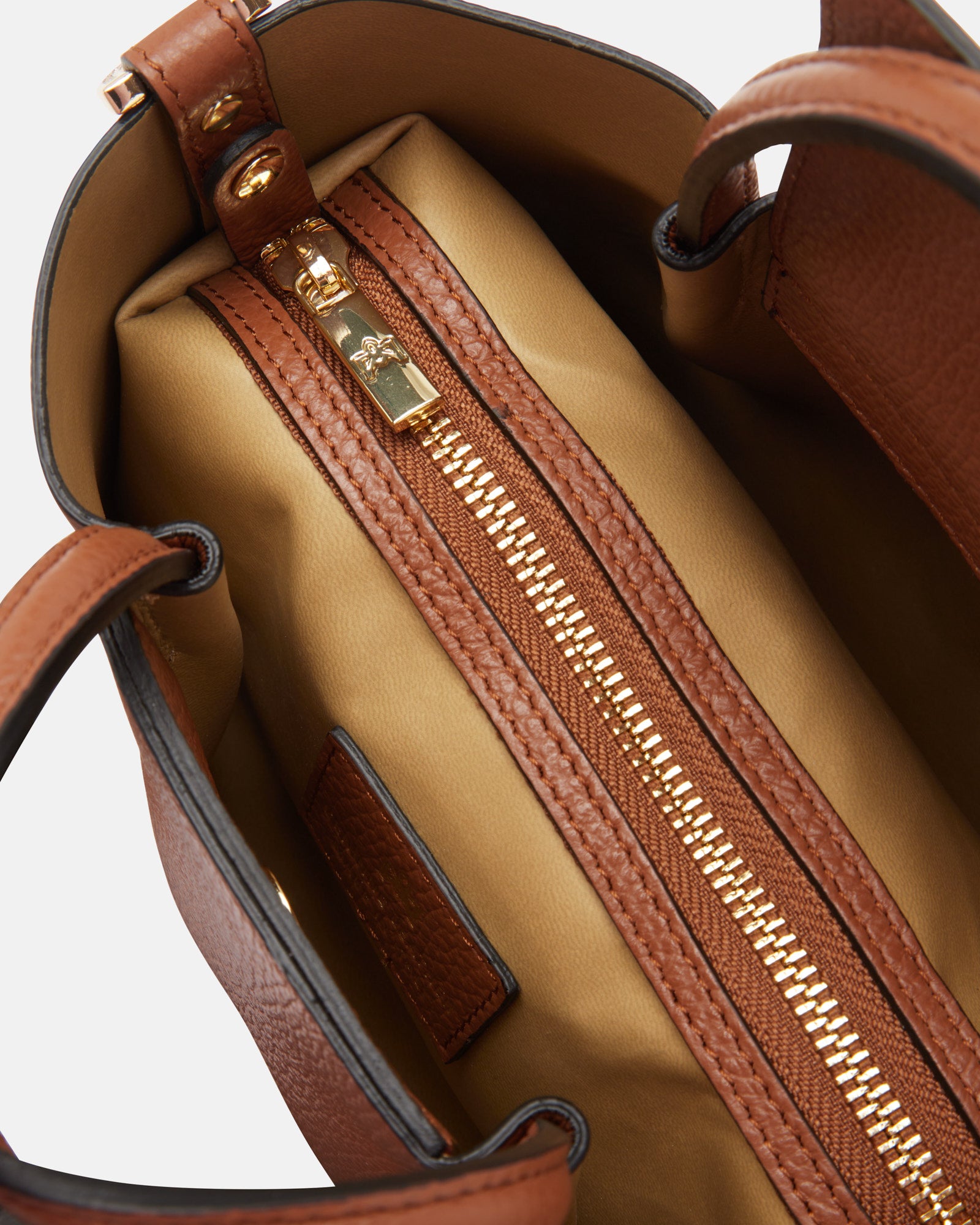 Borsa Candy Mini Tote Bag in Pelle Pieno Fiore - Caramel - Gold Boutique