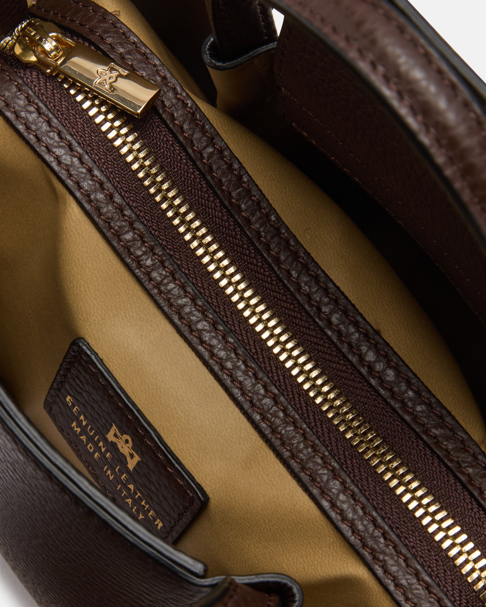 Borsa Candy Mini Tote Bag in Pelle Pieno Fiore - Cioccolato - Gold Boutique