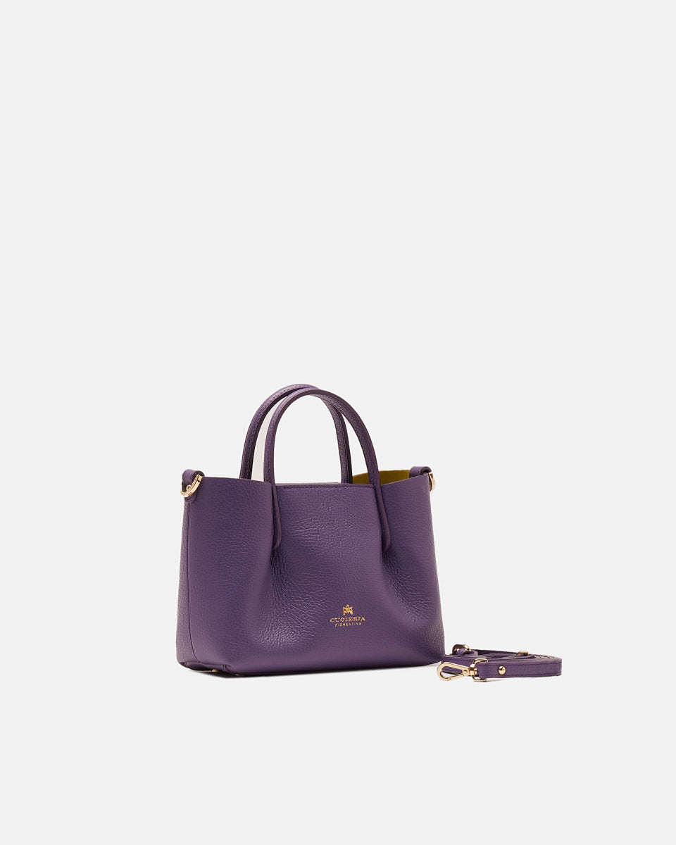 Borsa Candy Mini Tote Bag in Pelle Pieno Fiore - Lavanda - Gold Boutique