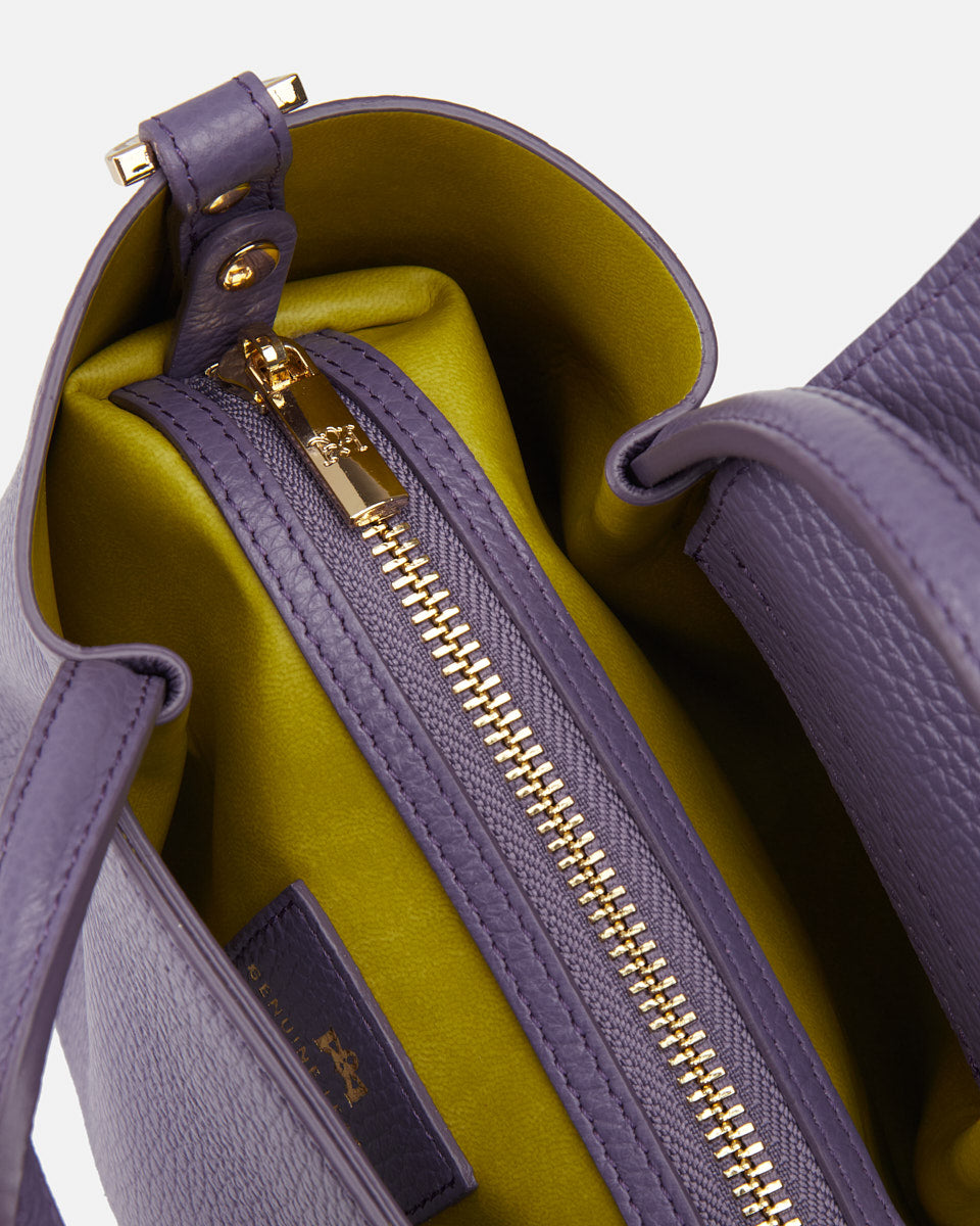 Borsa Candy Mini Tote Bag in Pelle Pieno Fiore - Lavanda - Gold Boutique