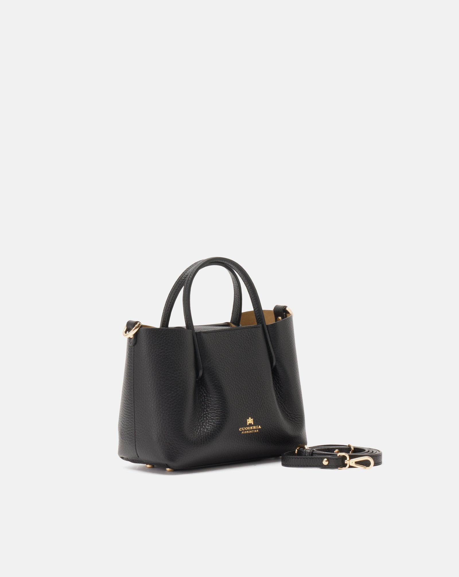 Borsa Candy Mini Tote Bag in Pelle Pieno Fiore - Nero - Gold Boutique