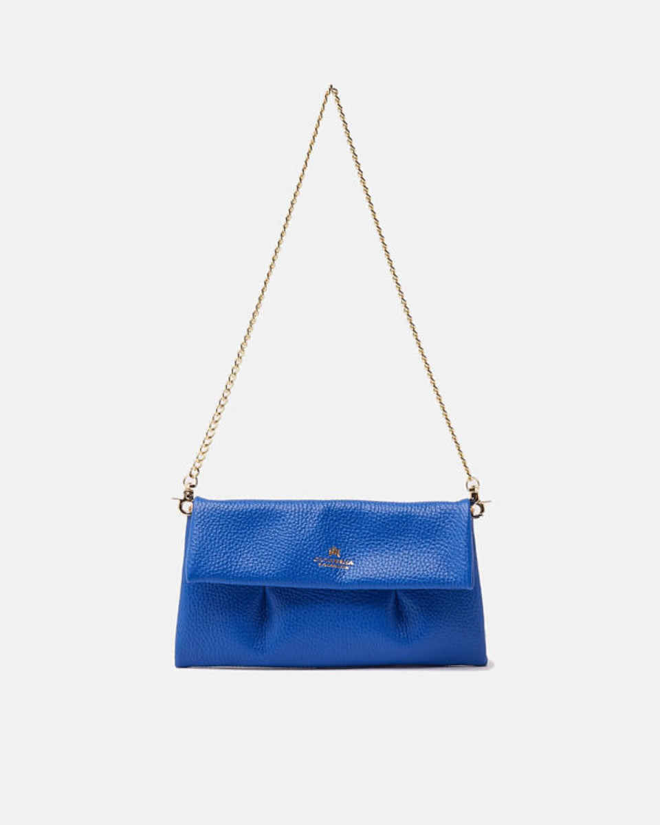 Candy Pochette in Pelle Pieno Fiore - Bluette - Gold Boutique