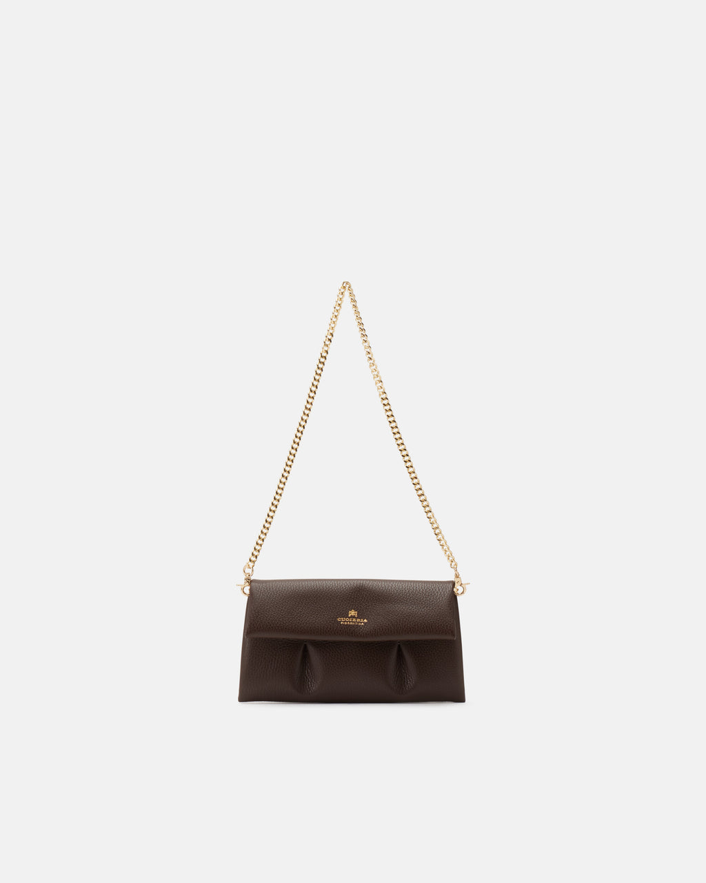 Candy Pochette in Pelle Pieno Fiore - Cioccolato - Gold Boutique