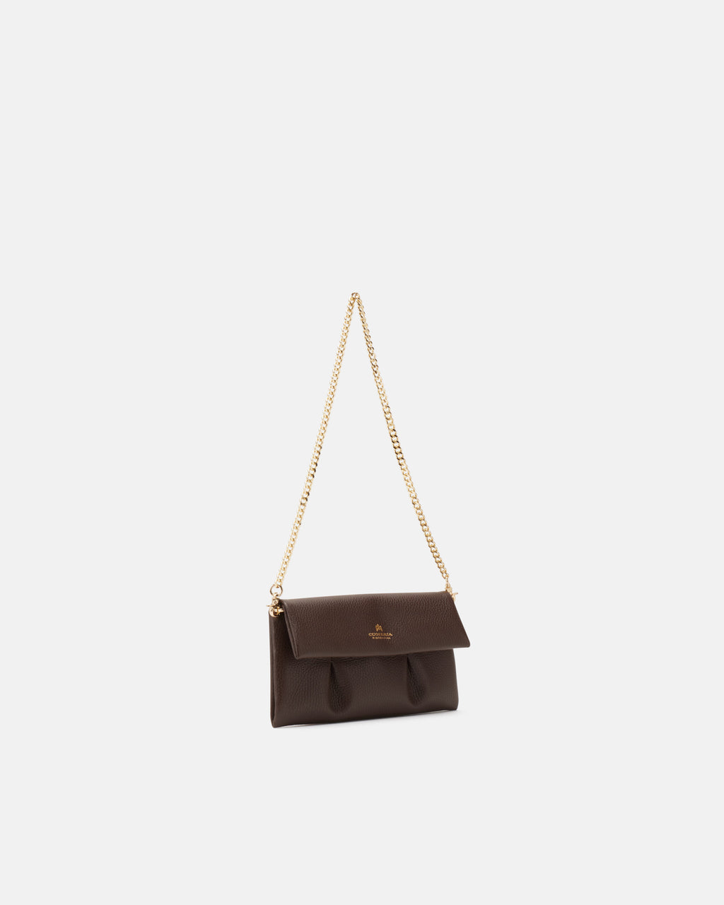 Candy Pochette in Pelle Pieno Fiore - Cioccolato - Gold Boutique