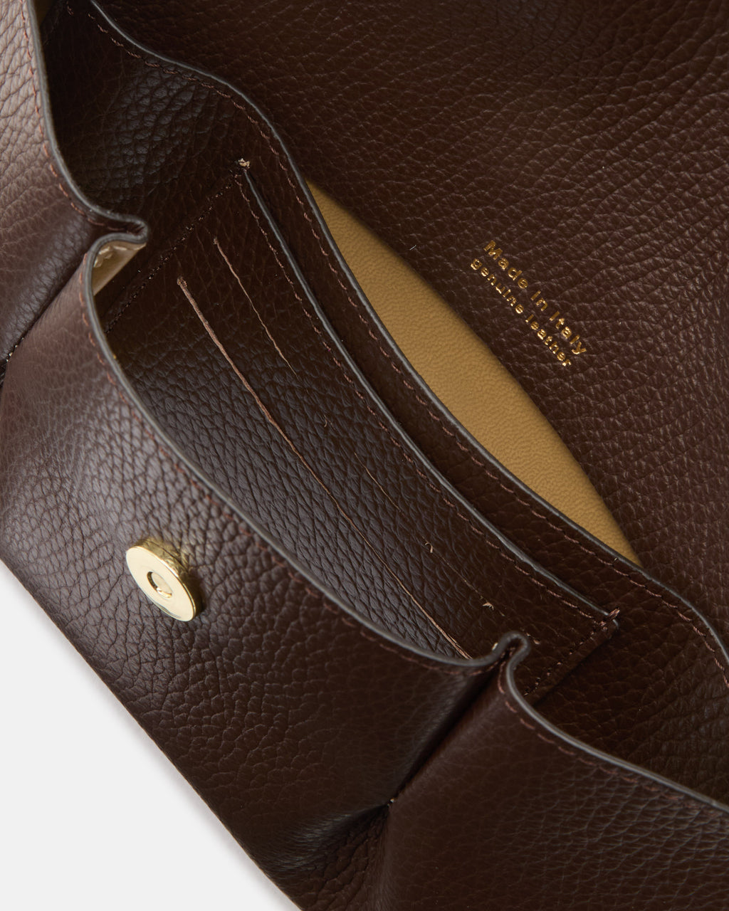 Candy Pochette in Pelle Pieno Fiore - Cioccolato - Gold Boutique