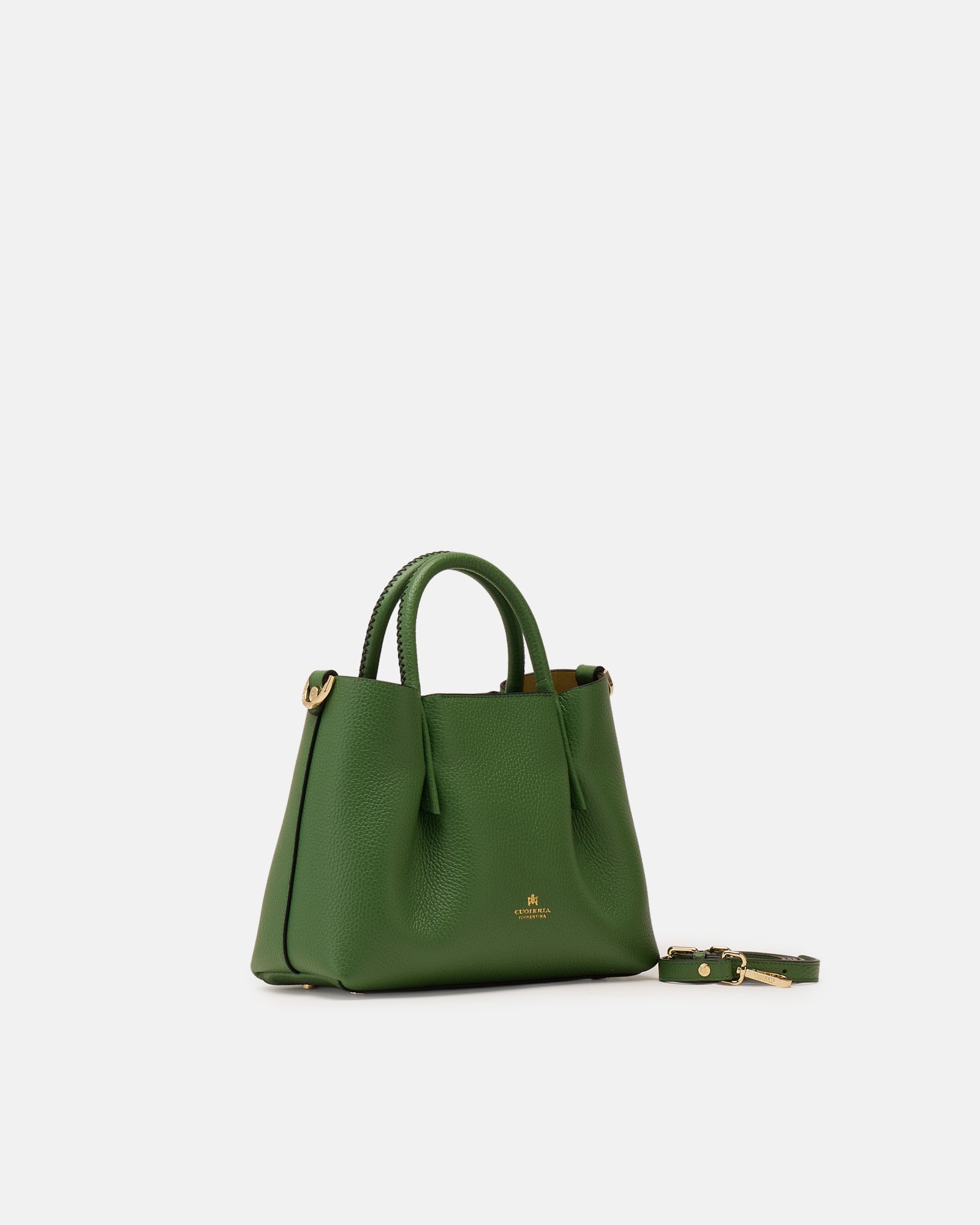 Borsa Candy Small Tote Bag in Pelle Pieno Fiore - Aloe - Gold Boutique