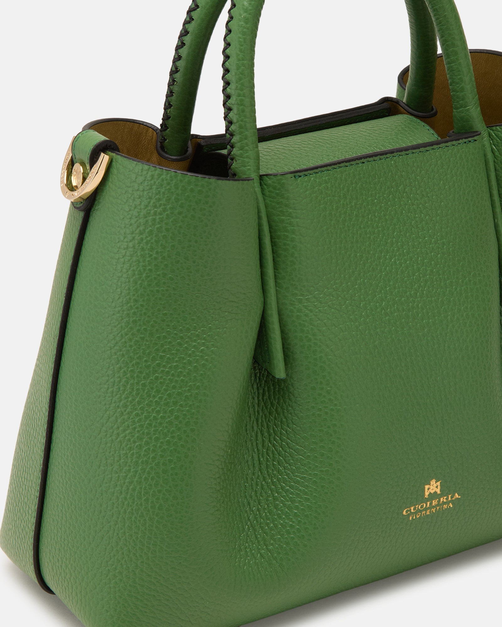 Borsa Candy Small Tote Bag in Pelle Pieno Fiore - Aloe - Gold Boutique