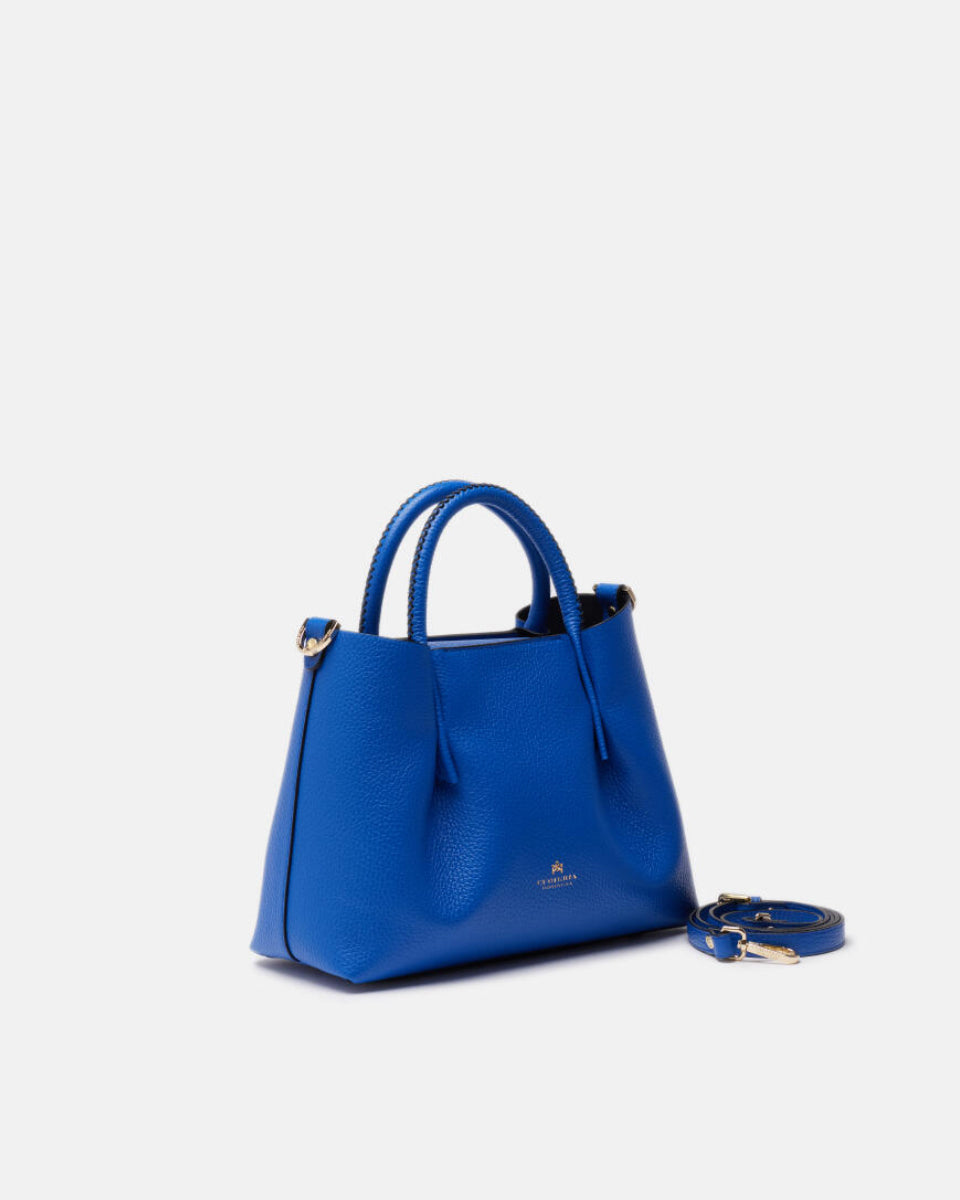 Borsa Candy Small Tote Bag in Pelle Pieno Fiore - Bluette - Gold Boutique