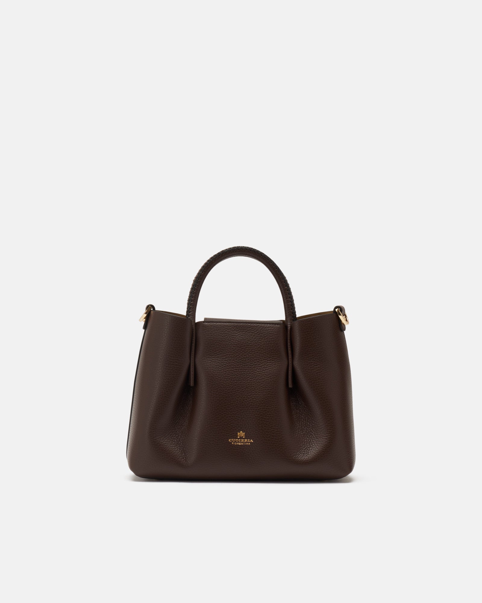 Borsa Candy Small Tote Bag in Pelle Pieno Fiore - Cioccolato - Gold Boutique