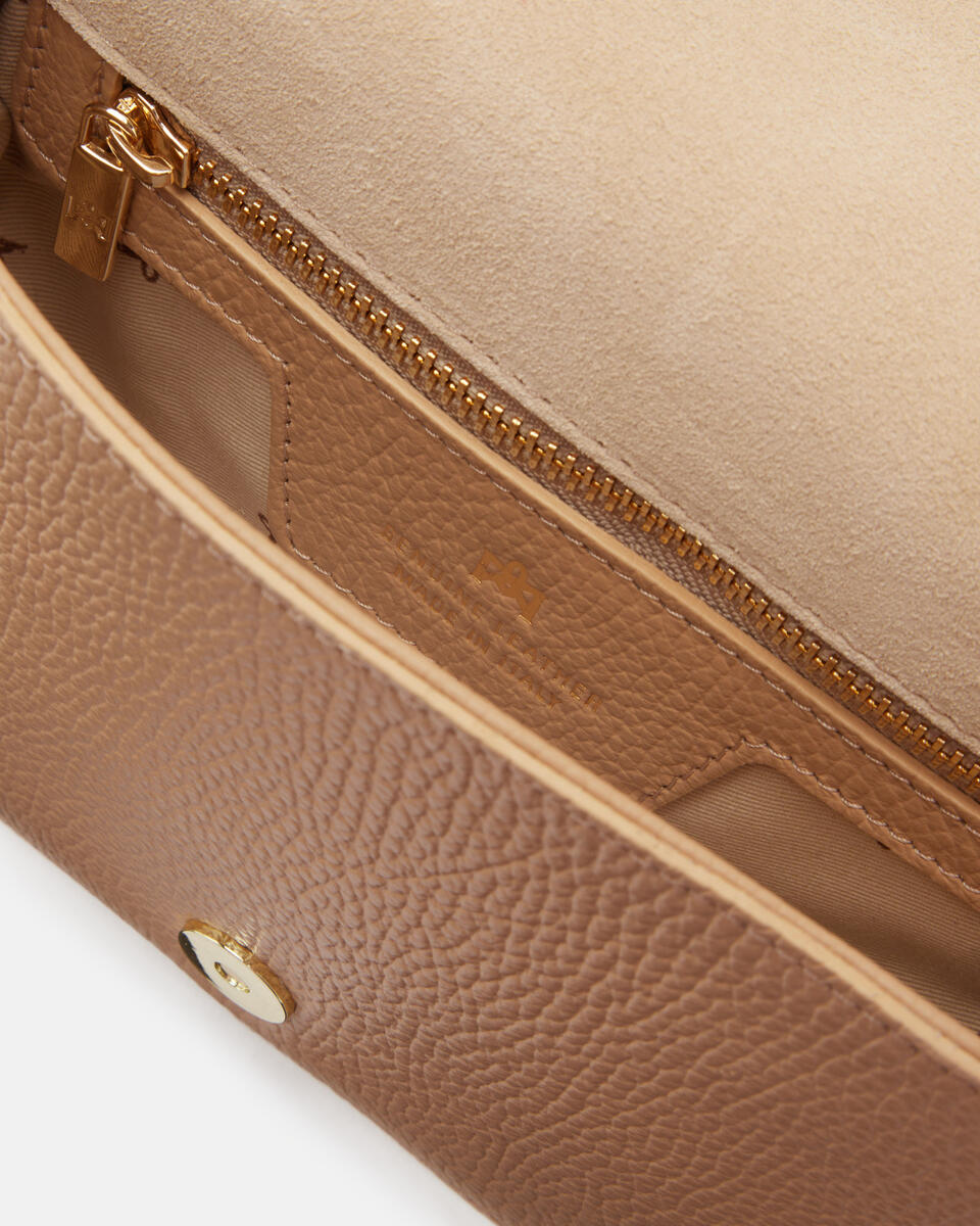 Borsa Stella Small Messenger in Pelle e Suede - Nude - Gold Boutique