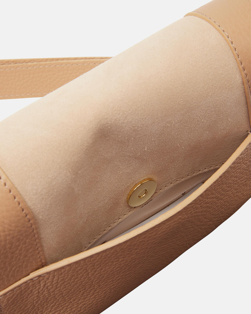 Borsa Stella Small Messenger in Pelle e Suede - Nude - Gold Boutique