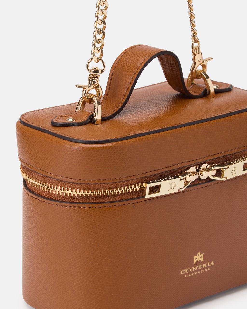 Small Beauty Case e Borsa da Sera in Pelle Palmellata - Lion - Gold Boutique