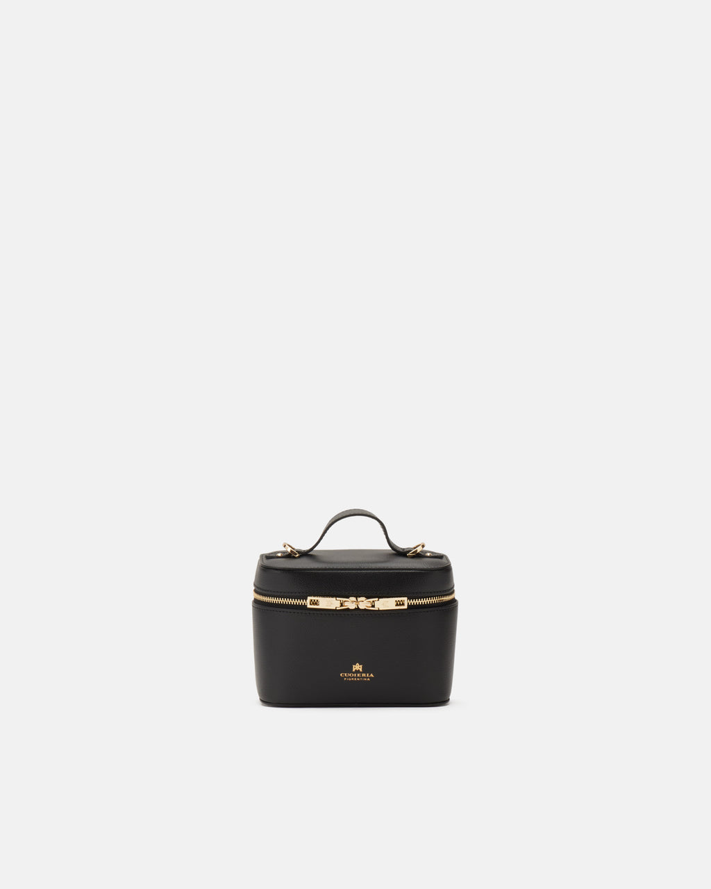 Small Beauty Case e Borsa da Sera in Pelle Palmellata - Nero - Gold Boutique