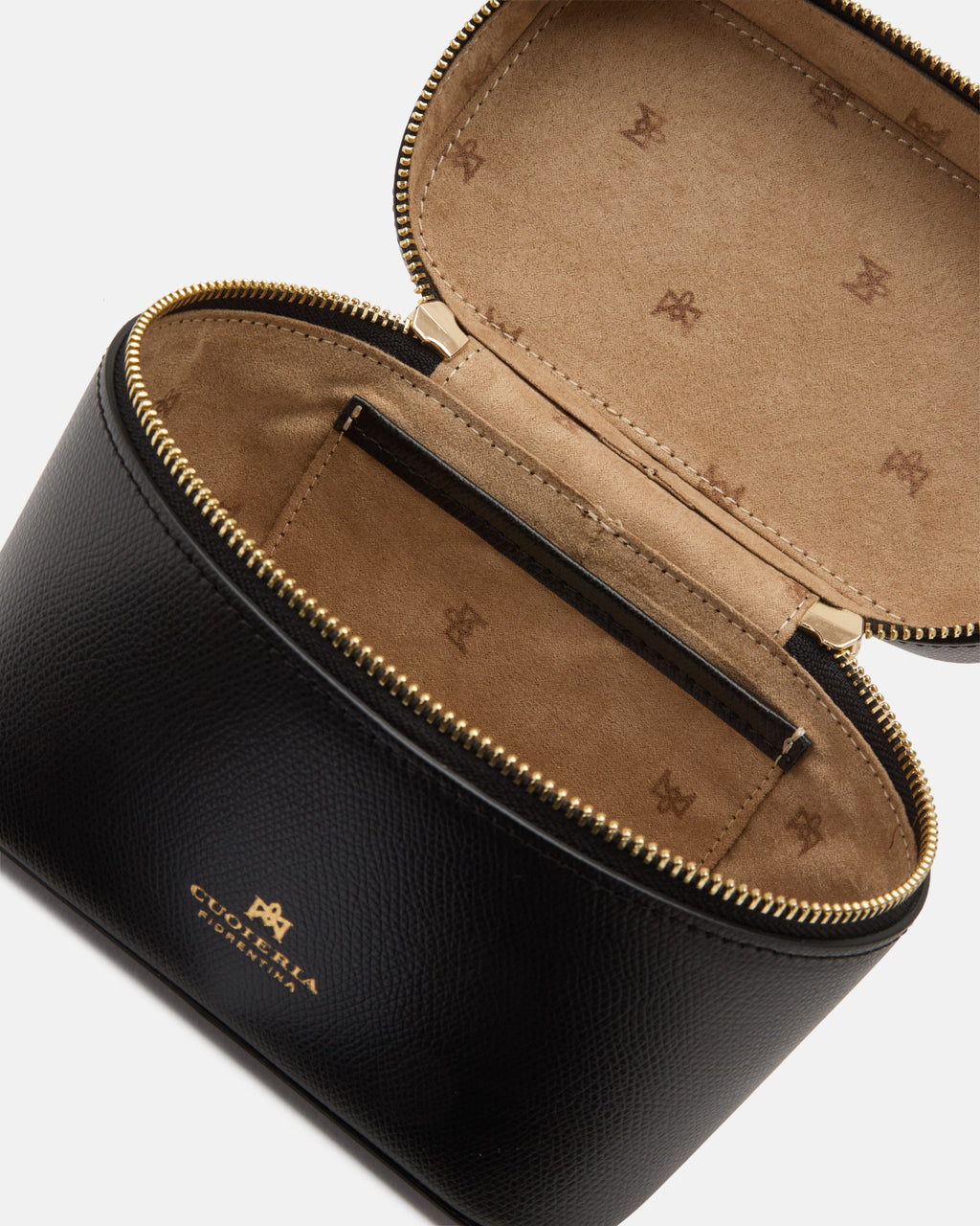 Small Beauty Case e Borsa da Sera in Pelle Palmellata - Nero - Gold Boutique