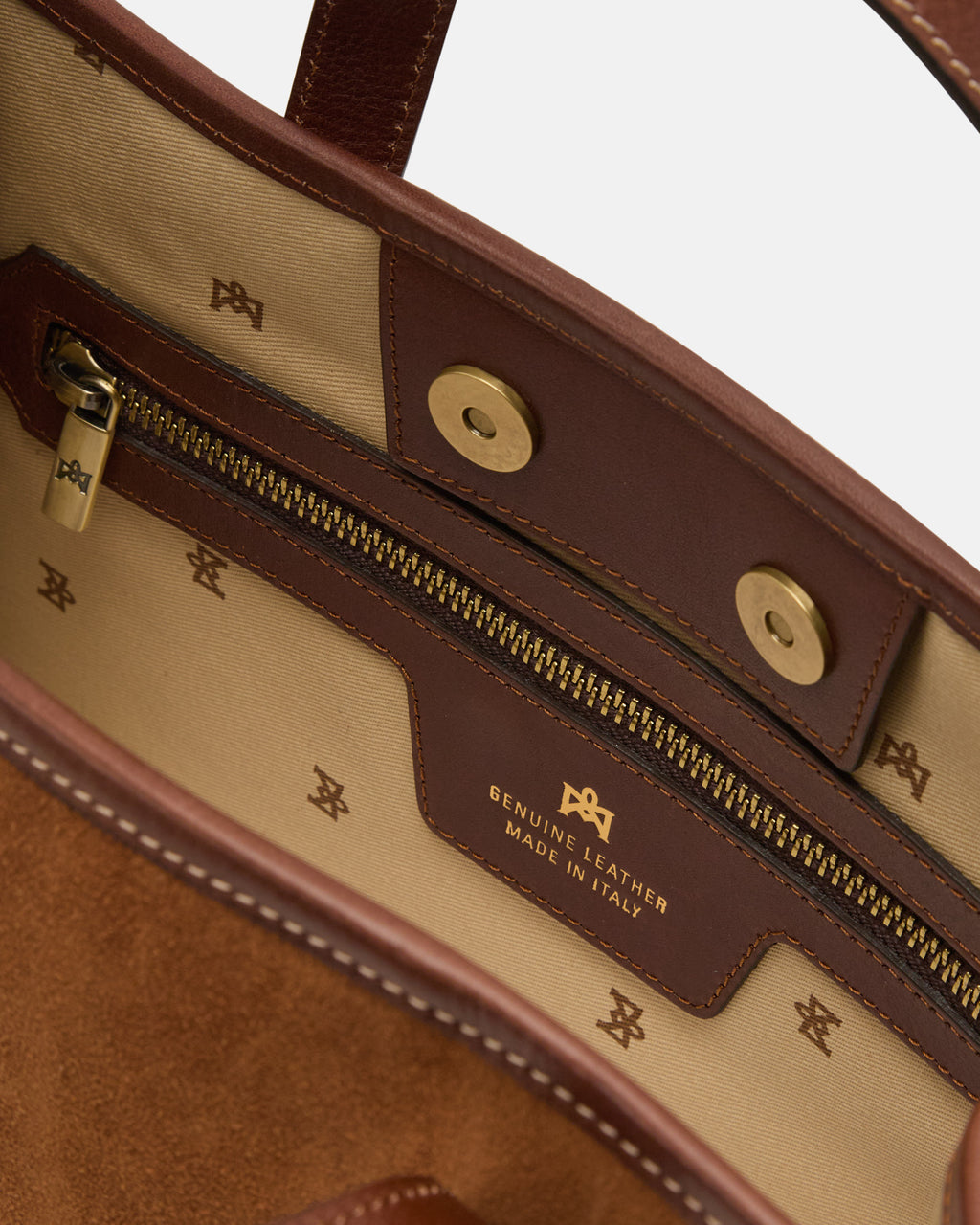 Borsa Tote Dora Medium in Suede e Pelle - Caramel - Gold Boutique