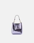 Borsa Small Bucket Metal in Pelle Laminata - Lavanda - Gold Boutique