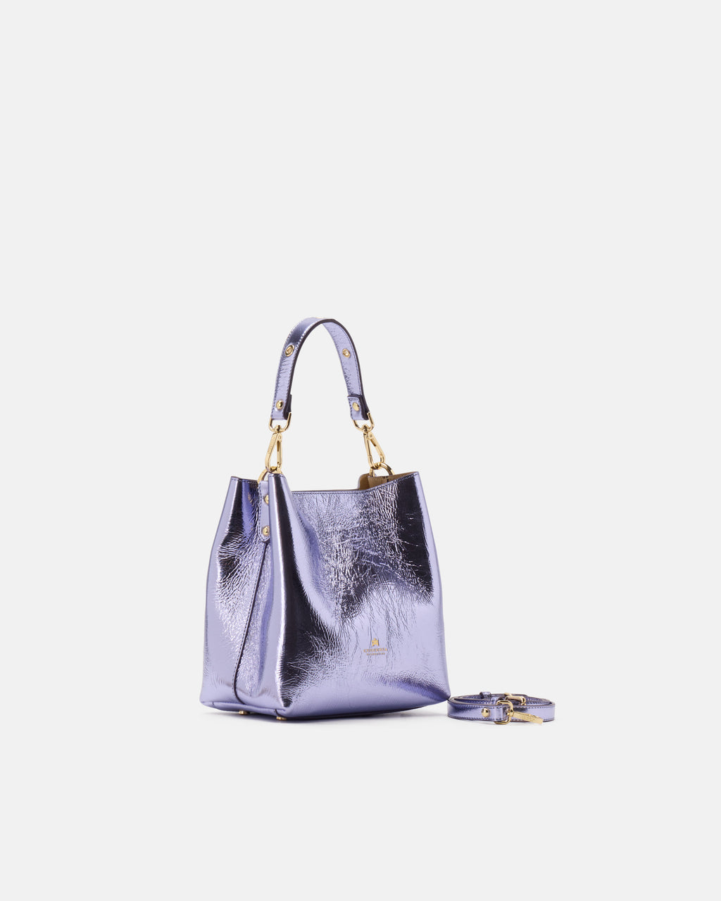 Borsa Small Bucket Metal in Pelle Laminata - Lavanda - Gold Boutique