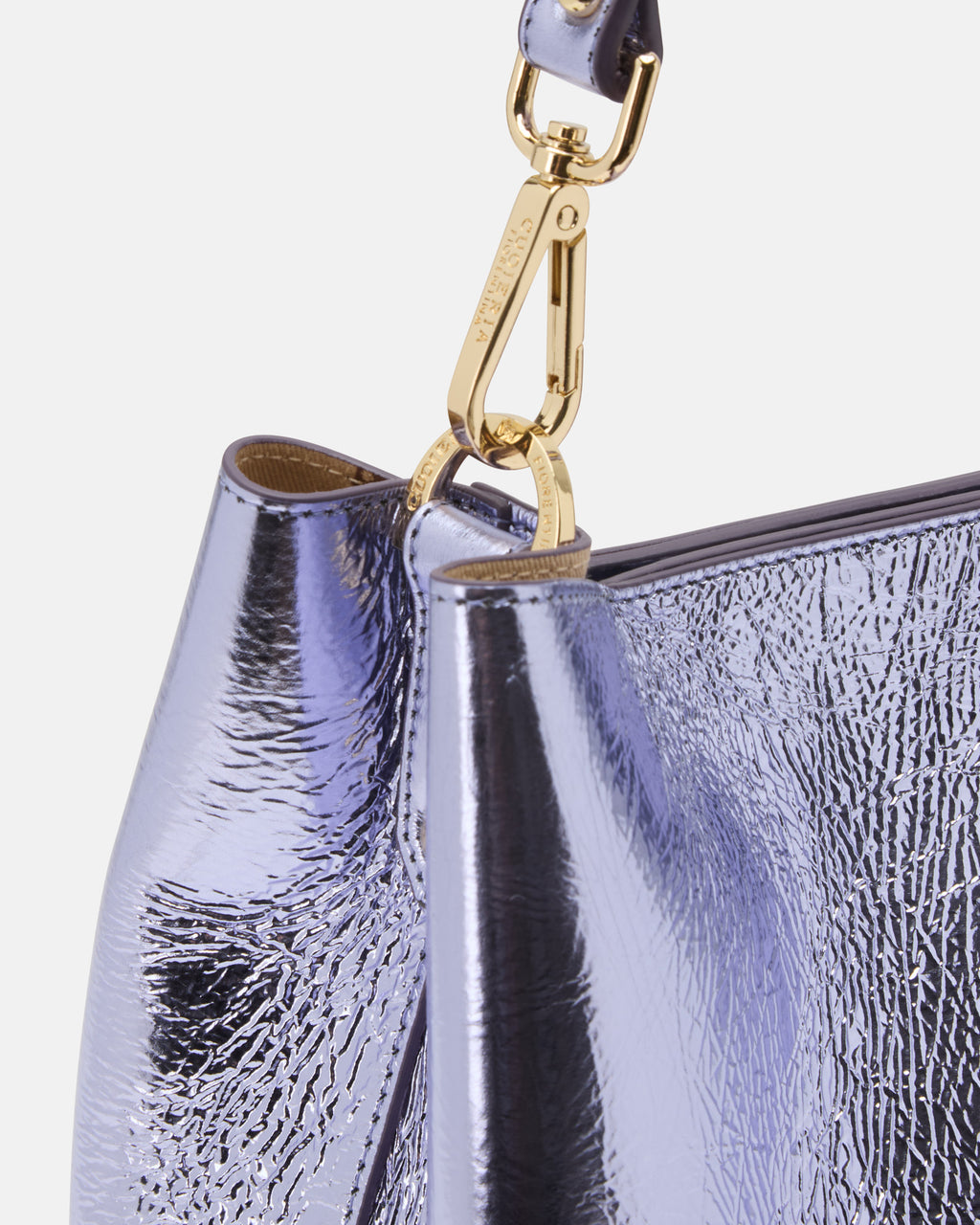 Borsa Small Bucket Metal in Pelle Laminata - Lavanda - Gold Boutique