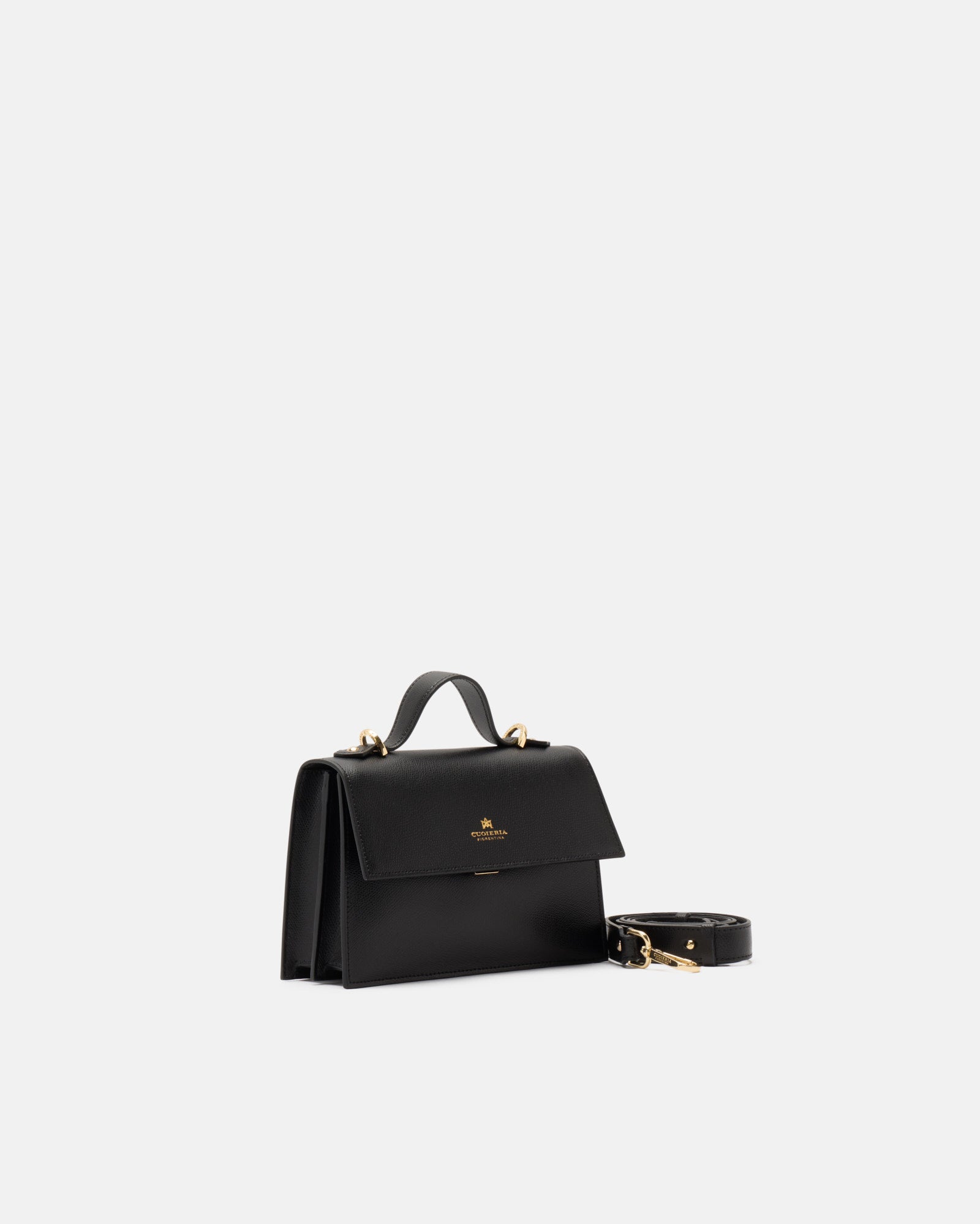 Beauty Small Flap Bag in Pelle Palmellata - Nero - Gold Boutique