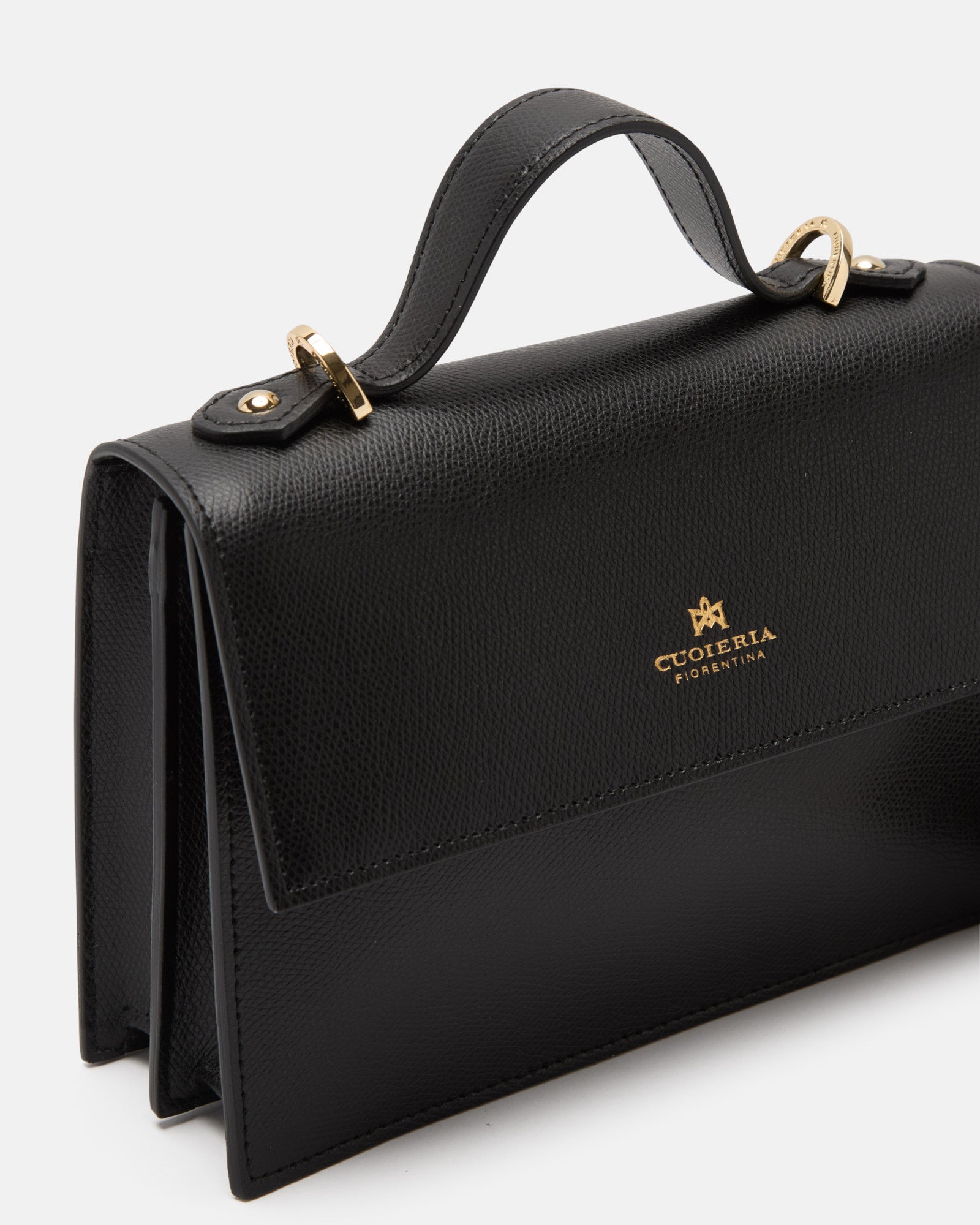 Beauty Small Flap Bag in Pelle Palmellata - Nero - Gold Boutique