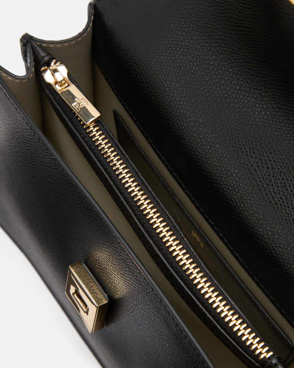 Beauty Small Flap Bag in Pelle Palmellata - Nero - Gold Boutique