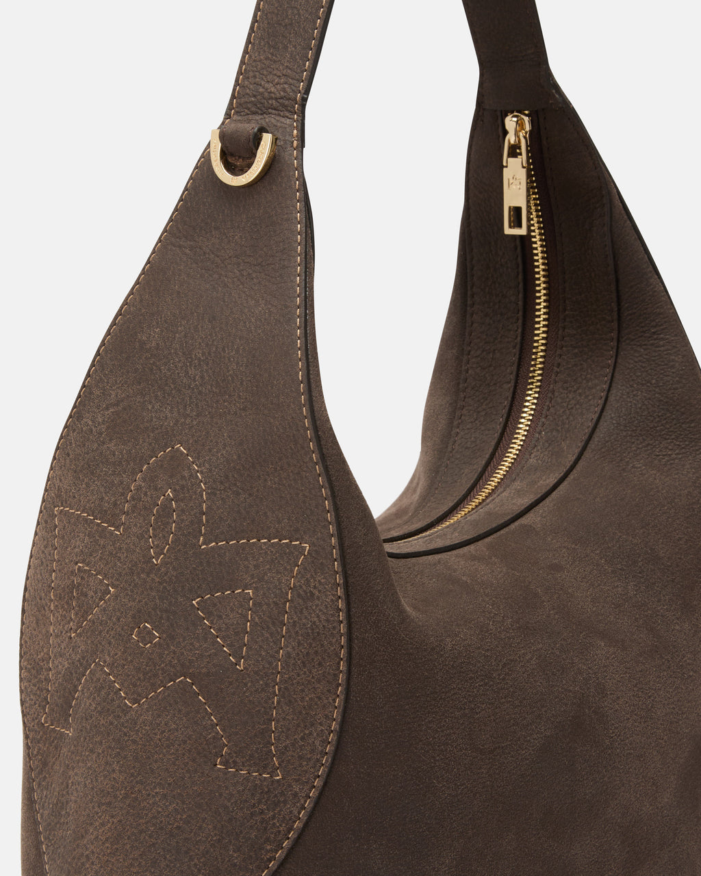 Borsa Maxima Large Hobo in Nabuk - Cioccolato - Gold Boutique