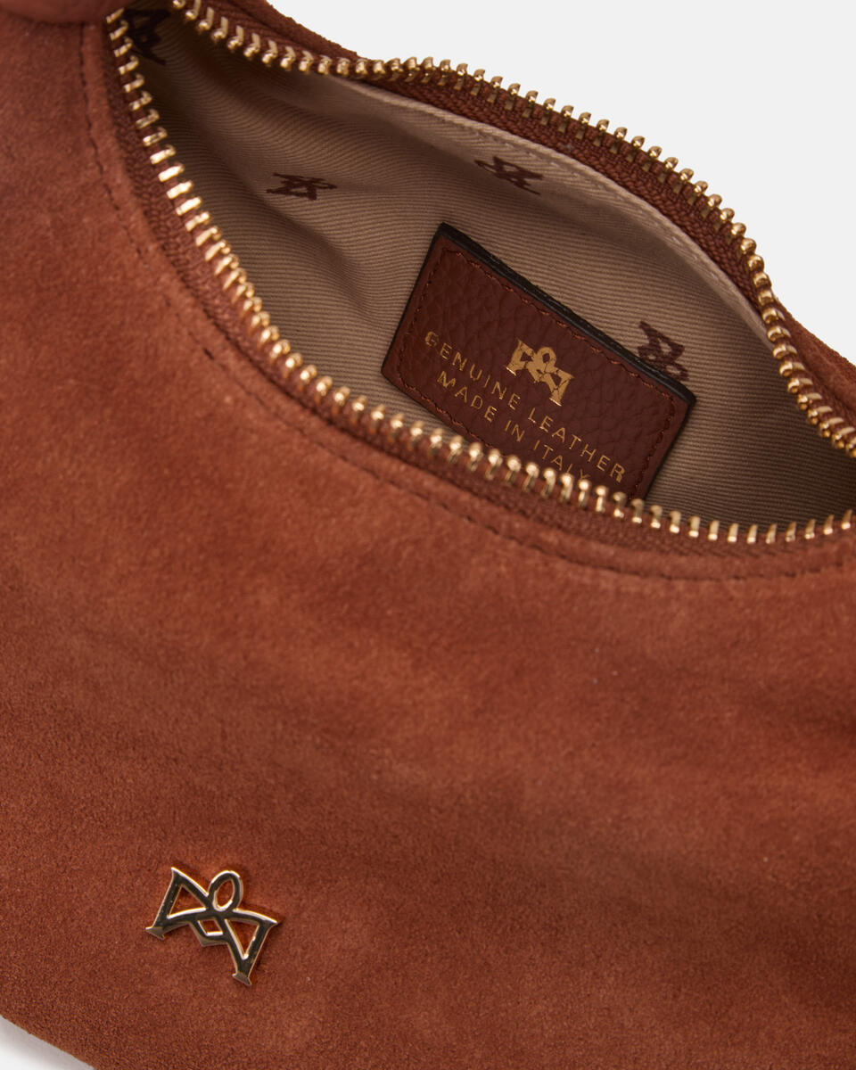 Borsa Chop Small Hobo in Suede - Caramel - Gold Boutique