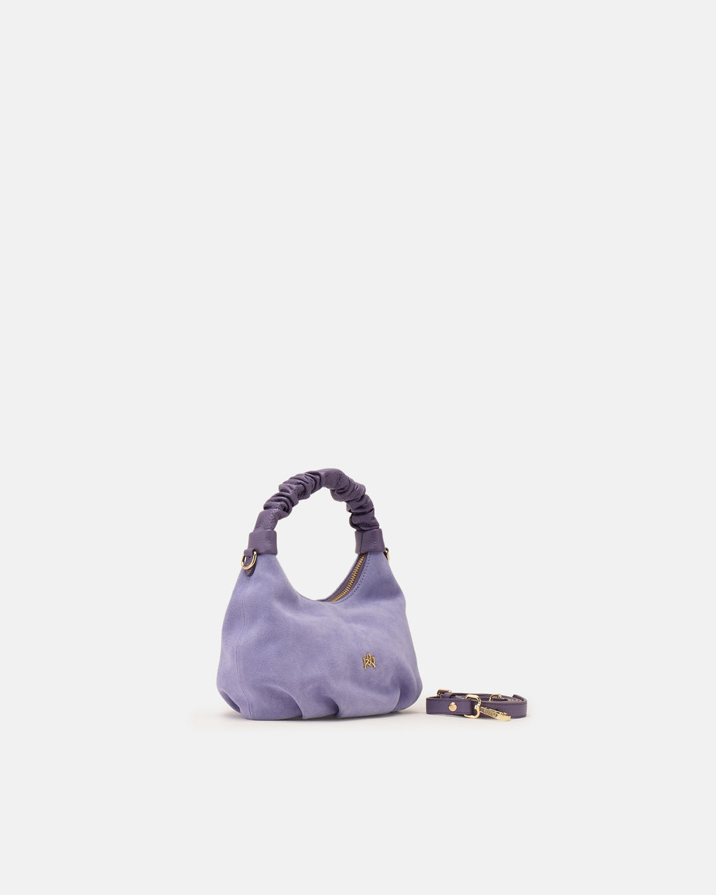 Borsa Chop Small Hobo in Suede - Lavanda - Gold Boutique