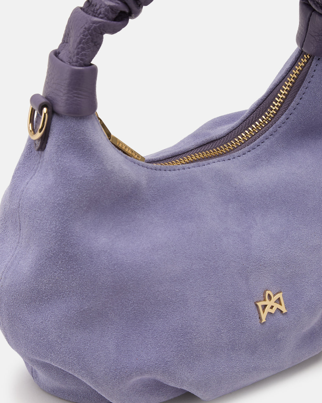 Borsa Chop Small Hobo in Suede - Lavanda - Gold Boutique