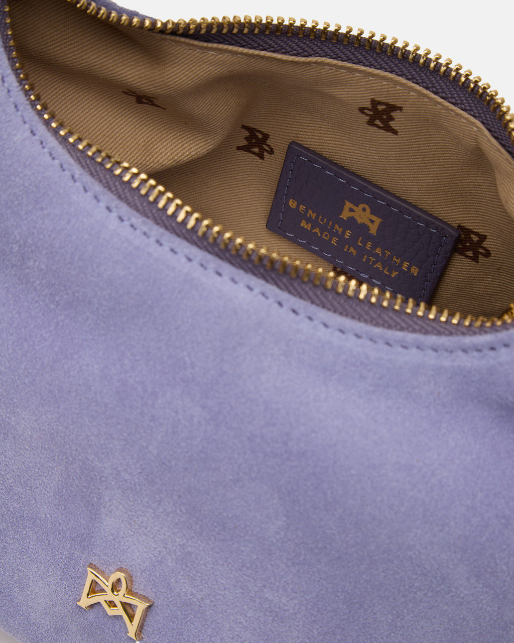 Borsa Chop Small Hobo in Suede - Lavanda - Gold Boutique