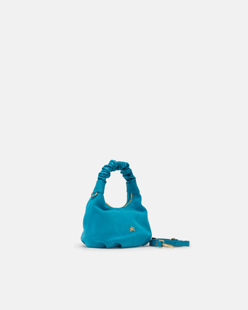 Borsa Chop Small Hobo in Suede - Turchese - Gold Boutique