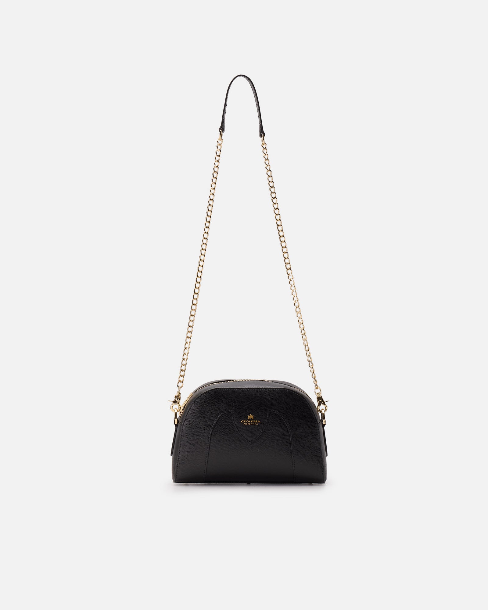 Borsa Astrid Camera Bag in Pelle Palmellata - Nero - Gold Boutique