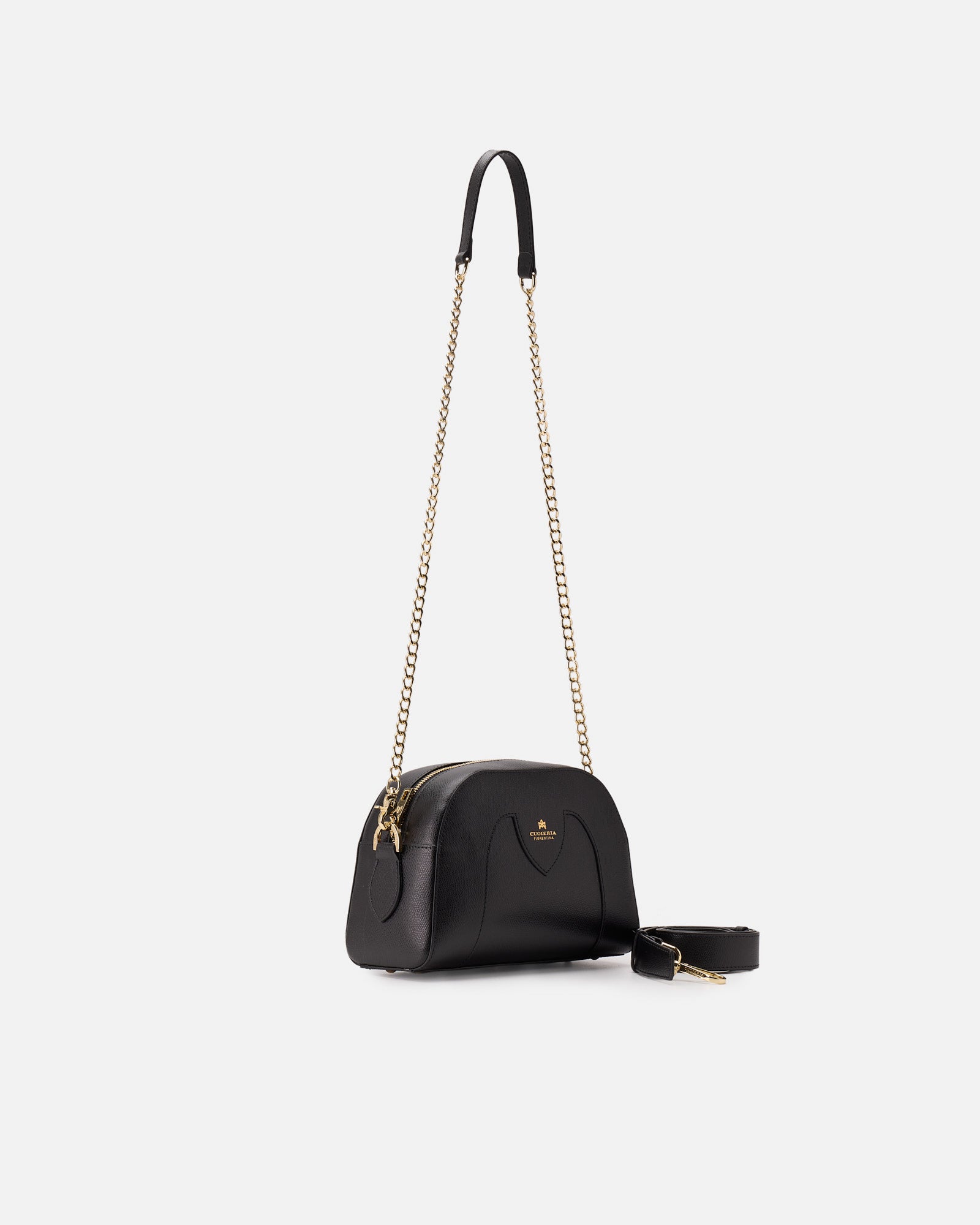 Borsa Astrid Camera Bag in Pelle Palmellata - Nero - Gold Boutique