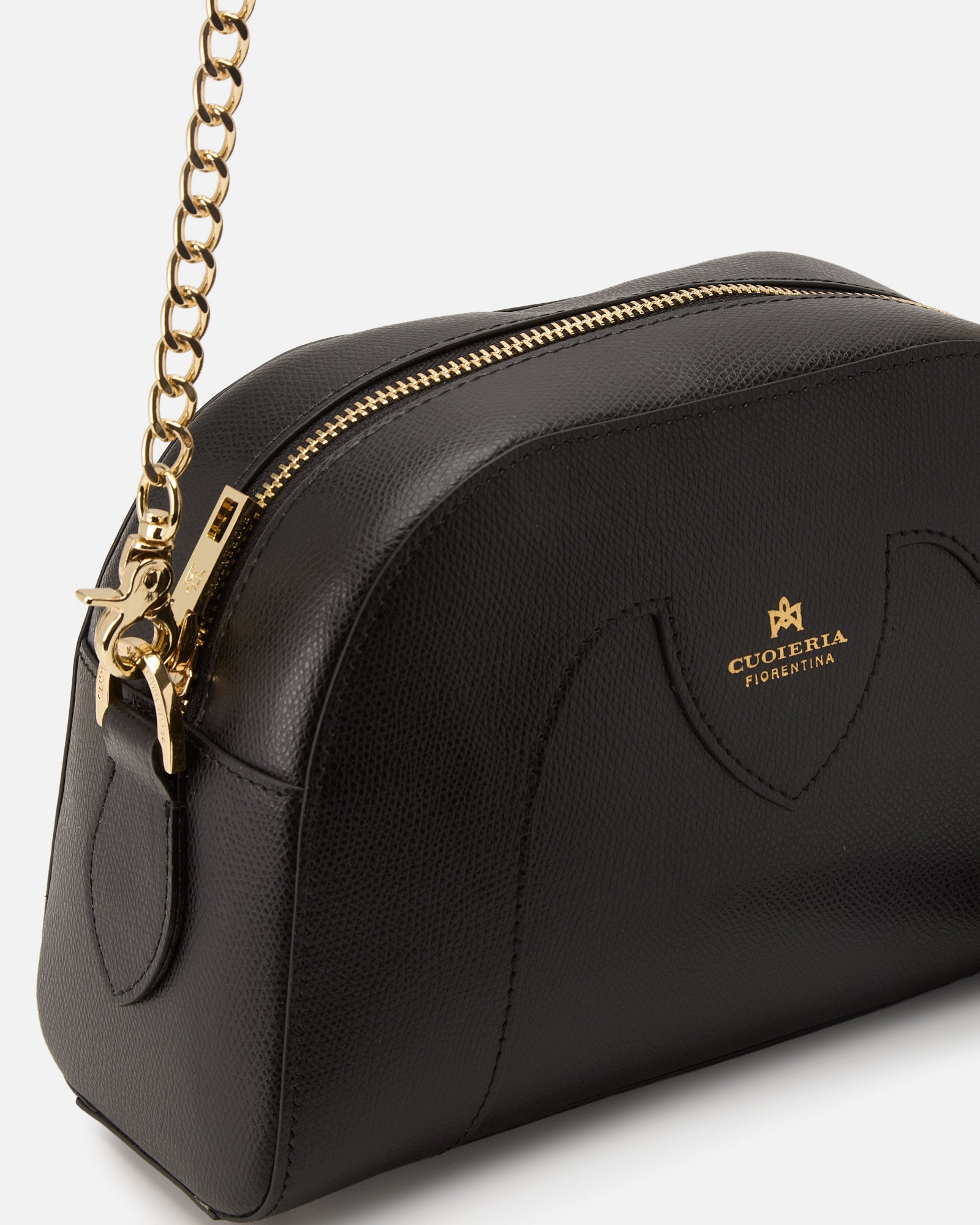 Borsa Astrid Camera Bag in Pelle Palmellata - Nero - Gold Boutique