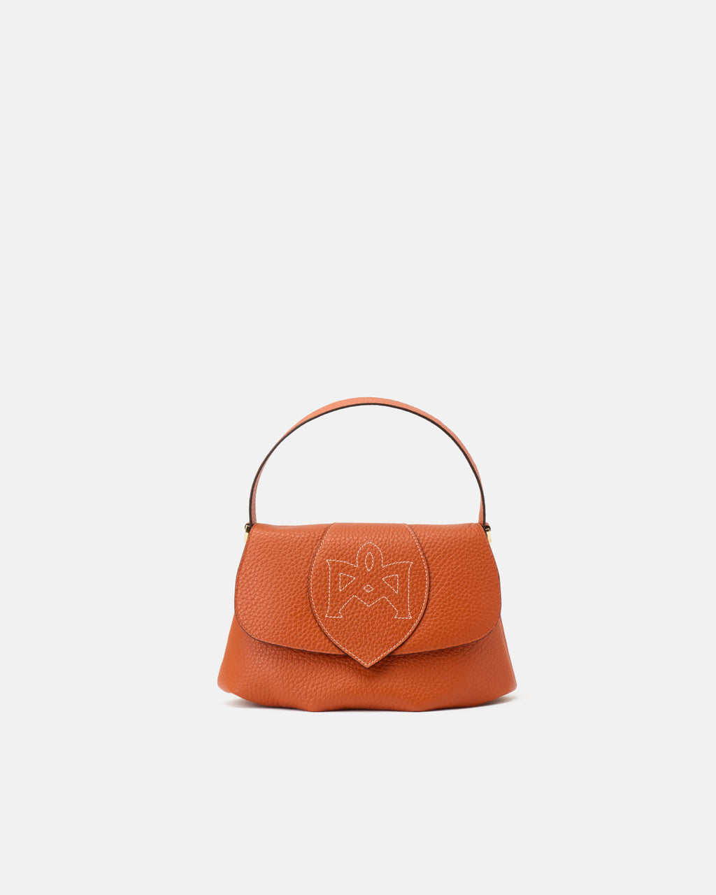 Borsa Maxima Flap Bag in Pelle Pieno Fiore - Arancio - Gold Boutique