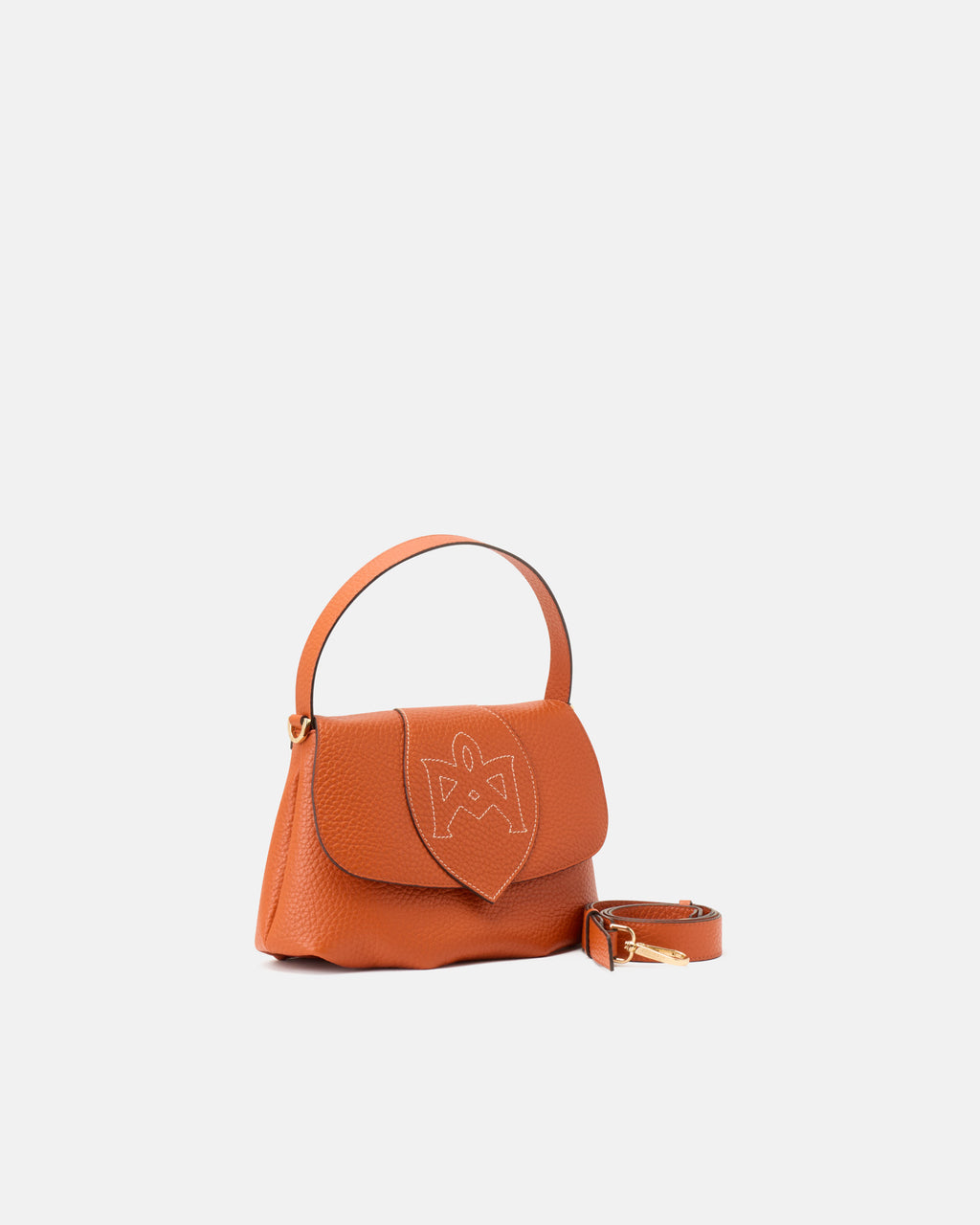 Borsa Maxima Flap Bag in Pelle Pieno Fiore - Arancio - Gold Boutique