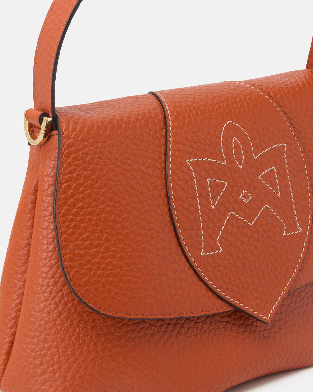 Borsa Maxima Flap Bag in Pelle Pieno Fiore - Arancio - Gold Boutique