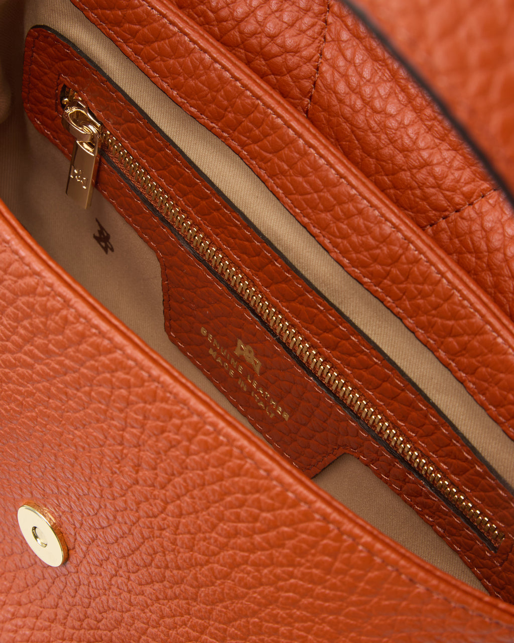 Borsa Maxima Flap Bag in Pelle Pieno Fiore - Arancio - Gold Boutique
