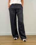 Pantalone a Gamba Larga in Cupro con Coulisse - Nero | RAME